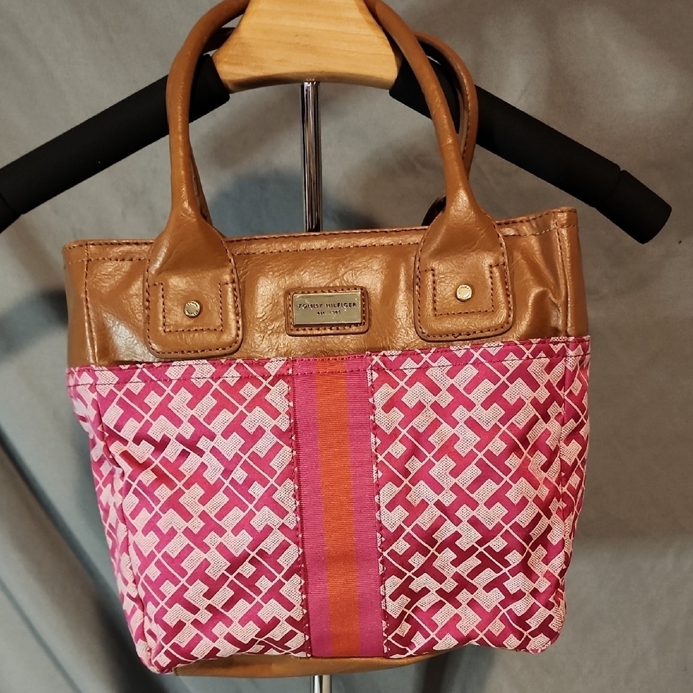 Tommy Hilfiger Pink and Tan Tote Bag